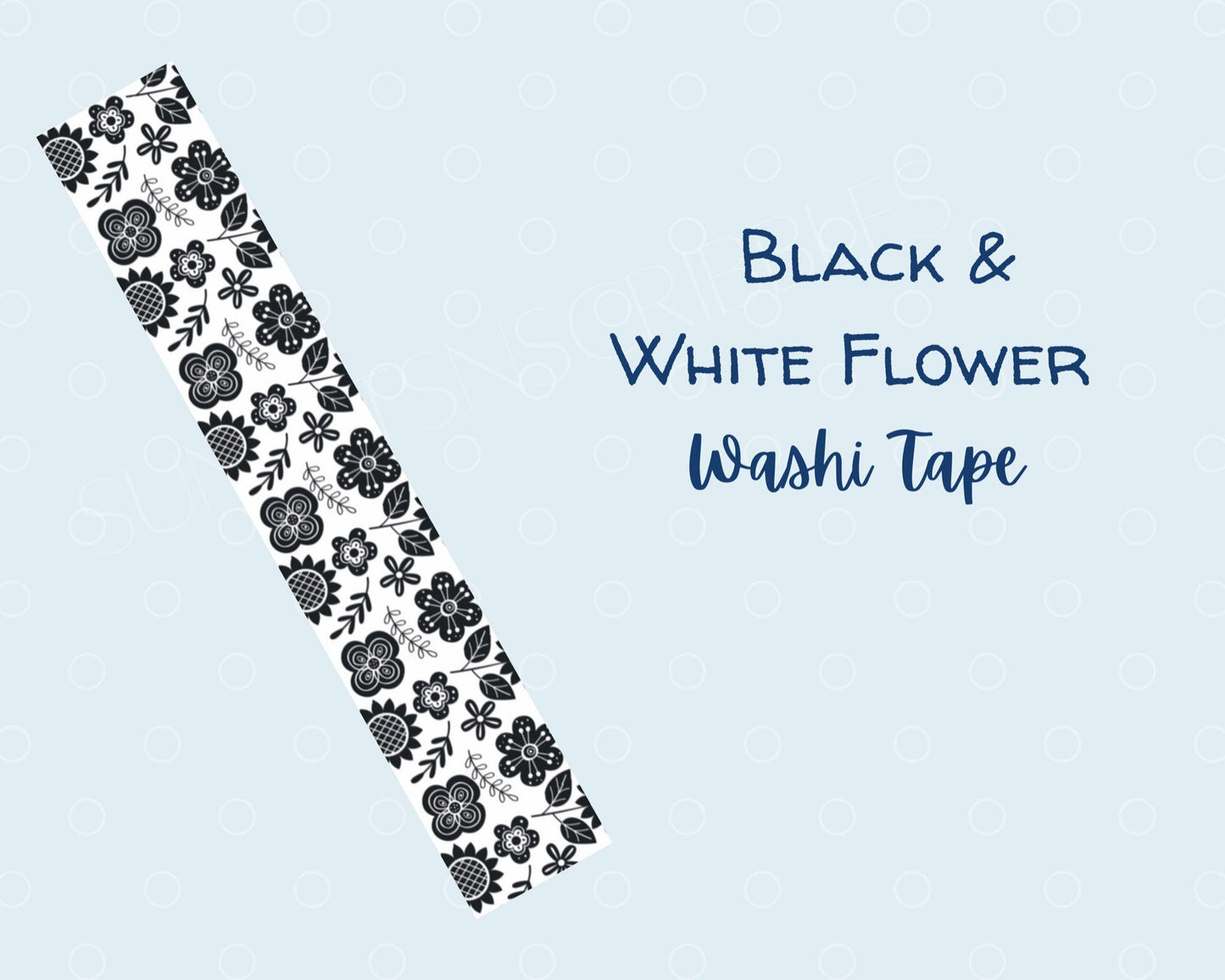 Black and White Floral Washi Tape