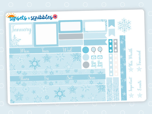 Fallen Snow Hobonichi Cousin Monthly Planner Stickers