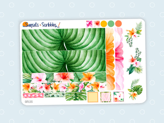 Tropical Leaves Hobonichi Original Daily Planner Sticker Kit