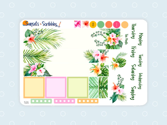 Tropical leaves Hobonichi Original Monthly Planner Stickers