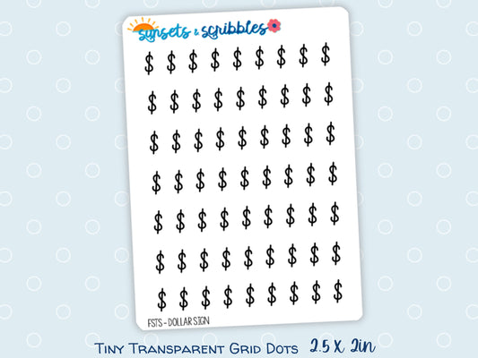 Dollar Signs Tiny translucent Stickers