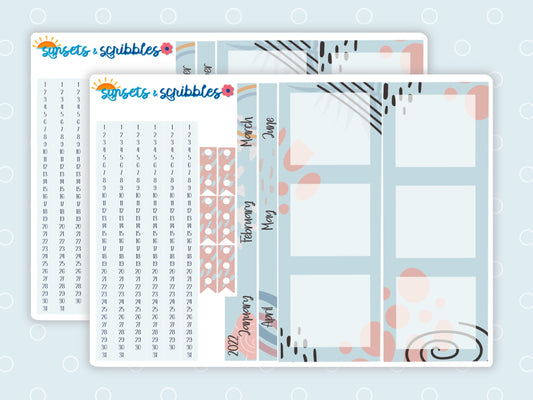 Soft Abstract Hobonichi Cousin Index Stickers 2023 | 2024