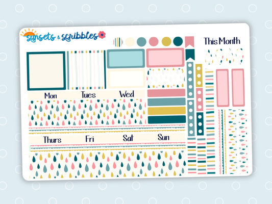 Boho Raindrops Hobonichi Cousin Monthly Planner Stickers