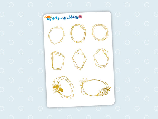 Gold Foil Frame Clear Stickers