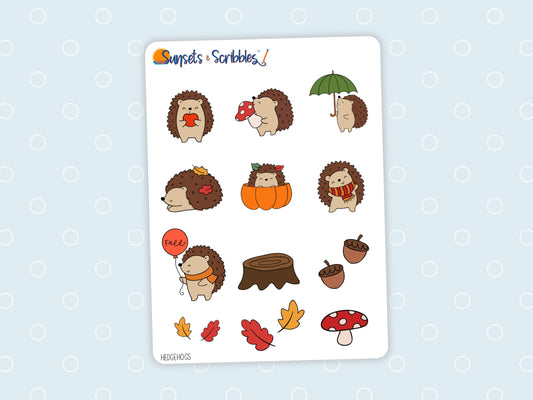 Fall stickers | Hedgehog stickers | Autumn Leaves | bullet journal stickers | Planner Sticker Bujo Journal