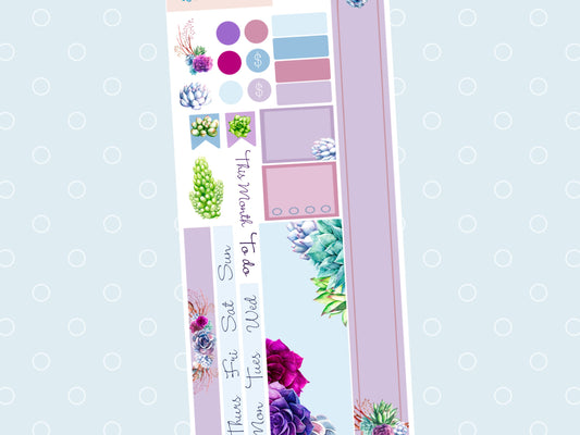 Purple Succulents Hobonichi Weeks Monthly Planner Stickers